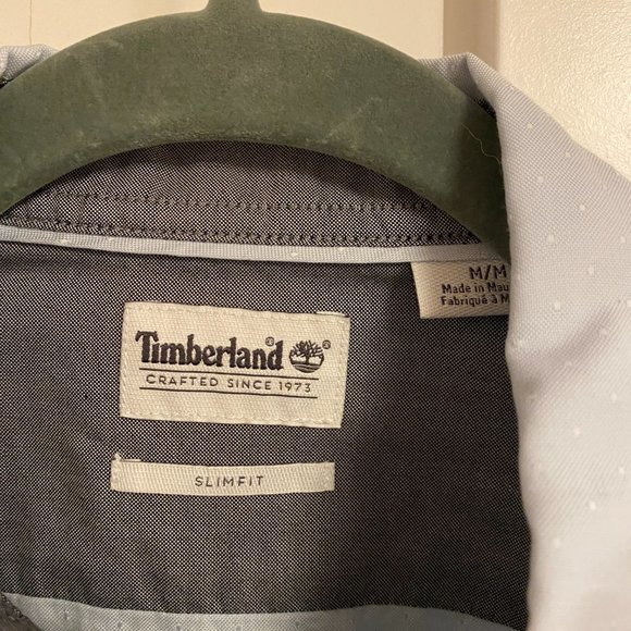 Timberland Shirt Long Sleeve Slim Fit Baby Blue Polker Dot Size M 100% cotton - Picture 7 of 7